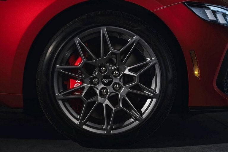 2024 Ford Mustang® model with a close-up of a wheel and brake caliper | Lipscomb Ford in Sayre OK